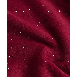 Babyhug Velour Knit Front Opener Full Sleeves Hooded Winter Wear Co-Ords Suit With Stone Embellishment - Maroon
