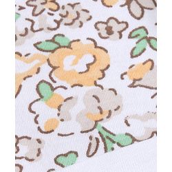 Babyhug 100% Cotton Interlock Knit Caps, Mittens & Booties with Floral Print White - Diameter 10.5 cm