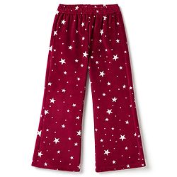 Babyhug Velour Knit Full Length Star Printed Wide Legged Fleece & Woollen Pant -Maroon