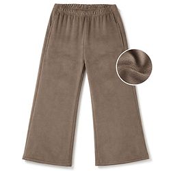 Babyhug Velour Knit Full Length Solid Wide Legged Fleece & Woollen Pant - Brown