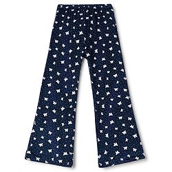 Babyhug Velour Knit Full Length Butterfly Printed Wide Legged  Fleece & Woollen Pant  - Navy Blue