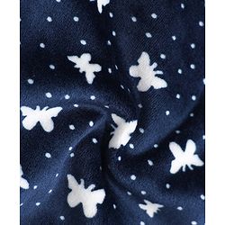 Babyhug Velour Knit Full Length Butterfly Printed Wide Legged  Fleece & Woollen Pant  - Navy Blue