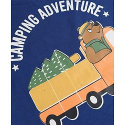 Babyhug 100% Cotton Knit Full Sleeves T-Shirt & Pyjama Night Suit with Bear & Truck Print - Blue