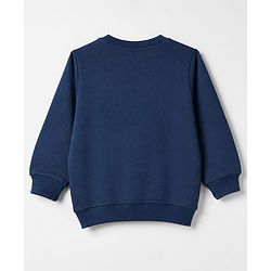 Babyhug 100% Cotton Terry Knit Sweatshirts with Full Sleeves and Animal Print Pack of 2 - Navy Blue Mustard