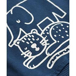 Babyhug 100% Cotton Terry Knit Sweatshirts with Full Sleeves and Animal Print Pack of 2 - Navy Blue Mustard