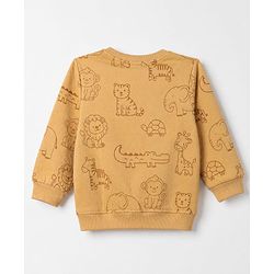 Babyhug 100% Cotton Terry Knit Sweatshirts with Full Sleeves and Animal Print Pack of 2 - Navy Blue Mustard