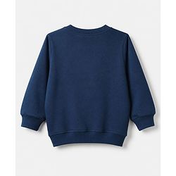 Babyhug 100% Cotton Terry Knit Sweatshirts with Full Sleeves and Animal Print Pack of 2 - Navy Blue Mustard