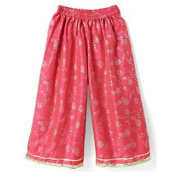 Babyhug Chanderi Woven Sleeveless Foil Printed Kurti & Salwar Set With Dupatta - Fuchsia