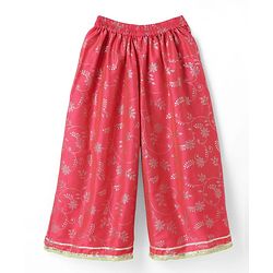Babyhug Chanderi Woven Sleeveless Foil Printed Kurti & Salwar Set With Dupatta - Fuchsia