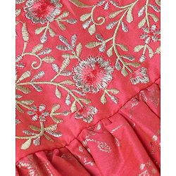 Babyhug Chanderi Woven Sleeveless Foil Printed Kurti & Salwar Set With Dupatta - Fuchsia
