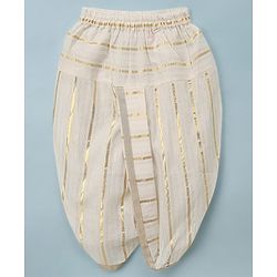 Babyhug Woven Lurex Dobby Dhoti Kurta Set With Foil Print - Off White