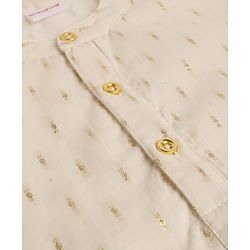 Babyhug Woven Lurex Dobby Dhoti Kurta Set With Foil Print - Off White