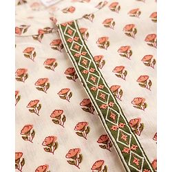 Babyhug 100% Cotton Woven Full Sleeves Kurta and Dhoti Set with Floral Print in Offwhite for 9-12 Months