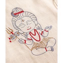 Babyhug Cotton blend Woven Full Sleeves Dhoti Kurta Set with Shiva Embroidery in Beige
