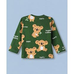 Babyhug 100% Cotton Knit Striped T-Shirts with Full Sleeves & Bear Print Pack of 3 - White Beige & Green