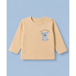 Babyhug 100% Cotton Knit Striped T-Shirts with Full Sleeves & Bear Print Pack of 3 - White Beige & Green