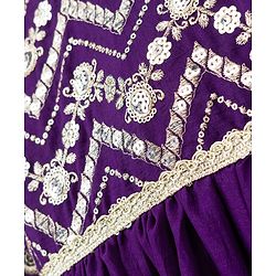 Babyhug Woven Ethnic Dresses With Three Fourth Sleeves and Floral Sequin Embroidery - Purple