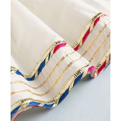 Babyhug Cotton Blend Woven Sleeveless Lace Detailing Kurti & Gharara Set With Dupatta - White