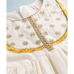 Babyhug Cotton Blend Woven Sleeveless Lace Detailing Kurti & Gharara Set With Dupatta - White