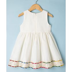 Babyhug Cotton Blend Woven Sleeveless Lace Detailing Kurti & Gharara Set With Dupatta - White