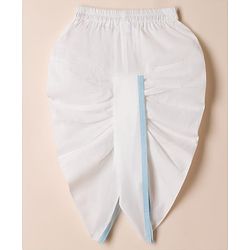 Babyhug Cotton Mix Woven Full Length Dhoti & Kurta Set with Full Sleeves and Embroidery - Light Blue