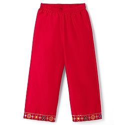 Babyhug Woven Three-Fourth Sequined Kurti & Palazzo Set With Dupatta - Red