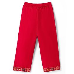 Babyhug Woven Three-Fourth Sequined Kurti & Palazzo Set With Dupatta - Red
