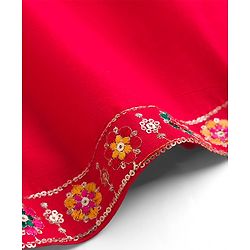 Babyhug Woven Three-Fourth Sequined Kurti & Palazzo Set With Dupatta - Red