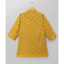 Babyhug 100% Cotton Cambric Woven Full Sleeves Floral Printed Kurta Pyjama - Yellow