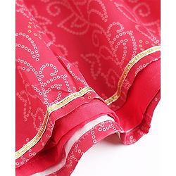 Babyhug Woven Ethnic Dress with Sleeveless and Leaf Print in Light Red