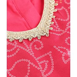 Babyhug Woven Ethnic Dress with Sleeveless and Leaf Print in Light Red