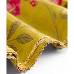 Babyhug Cambric Woven Ethnic Dresses with Half Sleeves and Floral Print in Green for New born