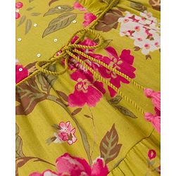 Babyhug Cambric Woven Ethnic Dresses with Half Sleeves and Floral Print in Green for New born