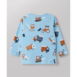 Babyhug 100% Cotton Knit Full Sleeves Tshirts With Vehicle Print Pack Of 3 - Orange & Blue