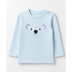 Babyhug 100% Cotton Knit Full Sleeves T-Shirts with Bear Raccoon Tiger Koala Puppy Print Pack of 5 - Light Blue Beige Cream Light Green Brown