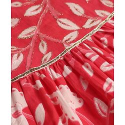 Babyhug Cambric Woven Ethnic Dress with Half Sleeves and Floral Print in Pink for 3-6 Months