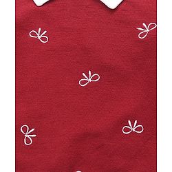 Babyhug 100% Cotton Terry Knit Top and Skirt with Full Sleeves and Tartan Plaid Print in Maroon for 12-18 Months