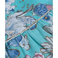 Babyhug Cambric Woven Ethnic Dresses with Half Sleeves and Floral Print - Light Blue