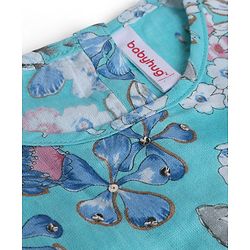 Babyhug Cambric Woven Ethnic Dresses with Half Sleeves and Floral Print - Light Blue