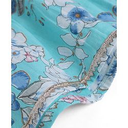 Babyhug Cambric Woven Ethnic Dresses with Half Sleeves and Floral Print - Light Blue