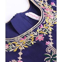 Babyhug Woven Brocade Ethnic Dress with Half Sleeves, and Paisley Print - Purple