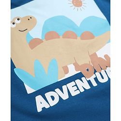 Babyhug 100% Cotton Knit Full Sleeves T-Shirt With Front & Back And Dinosaur Print - Blue
