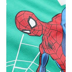 Babyhug Marvel 100% Cotton Knit T-Shirt with Full Sleeves and Spider-Man Print in Mint