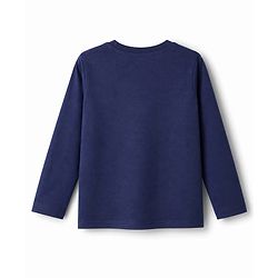 Babyhug Disney Cotton Single Jersey Knit T-Shirt with Full Sleeves and Simba Print - Navy Blue