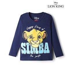 Babyhug Disney Cotton Single Jersey Knit T-Shirt with Full Sleeves and Simba Print - Navy Blue