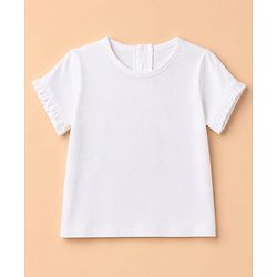 Babyhug 100% Cotton Woven Frock and Tee with Half Sleeves and Eyelet Embroidery in Lavender for 3-6 Months