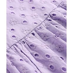 Babyhug 100% Cotton Woven Frock and Tee with Half Sleeves and Eyelet Embroidery in Lavender for 3-6 Months