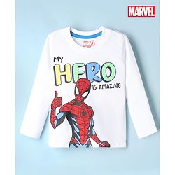 Babyhug Marvel Cotton Single Jersey Knit T-Shirt with Full Sleeves and Spider Man Print in White for 9-12 Months