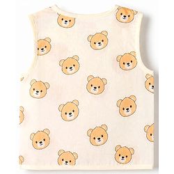 Babyhug 100% Cotton Cambric Woven Jhablas with Sleeveless and Bear Print Pack of 3 - Green Peach & Orange