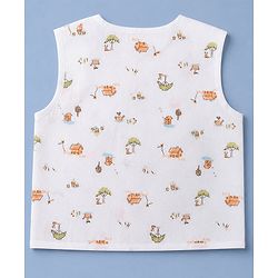 Babyhug 100% Cotton Cambric Woven Sleeveless Jhablas with Fox Print Pack of 3 - White Green & Orange